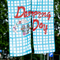 Zuo Xiandun Road camping retro cartoon decoration bedroom fabric half curtain cotton and linen door curtain dormitory hanging curtain custom partition