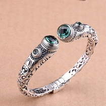 Indonesian style hand decoration S925 silver jewelry hollow design Spring counterpart Lady crystal bracelet Thai Silver