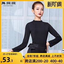  Latin dance top womens adult spring and summer new small turtleneck long-sleeved practice suit national standard modern friendship square dance suit