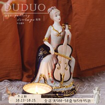 European-style ceramic figures ornaments luxury living room American Western womens cello high-end art home decoration