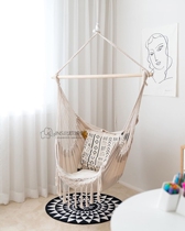 ins Nordic net red cradle chair Cotton rope woven hanging chair Bohemian hanging basket Moroccan bed and breakfast decoration photography