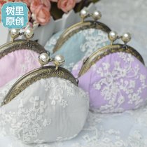 ins zero money bag women mini cute Korean ice cream candy color lace pearl coin bag ornament containing bag