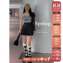 Spot Barbie pleated dress autumn and winter new womens suit suit pure wind Sling short skirt two-piece set
