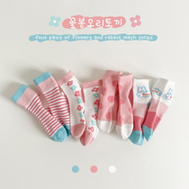  Childrens socks spring and summer combed cotton baby girls small flower polka dot mesh socks thin breathable socks childrens cotton socks