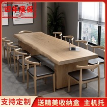 Nordic solid wood conference table and chair combination Simple rectangular large table workbench Log long computer desk