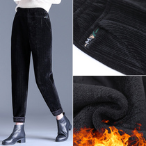 Mother Light Core Suede Pants Woman Autumn Winter Plus Suede Thickened Outwear High Waist Chenille Middle Aged Girl Pants Winter Clothing