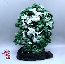 Imitation of Shoushan Stone green carved ornaments creative office furniture gift accessories fruitful