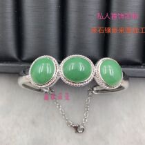 Private jewellery Customized processing 925 silver bracelets to figure inlay emerald honey wax of various irregular gems
