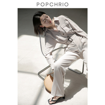 Ou Ke Rui is lazy ~ high waist slimming overfitting loose straight tube draping pants suit female summer