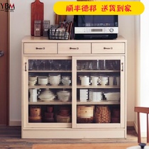 Japanese-style pure solid wood dining side cabinet Wine cabinet Tea cabinet Kitchen storage cabinet cupboard Simple modern multi-function locker