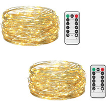  Amazon LED remote control copper wire light string 10 meters 100 lights 8 function battery USB Christmas Day decoration