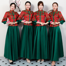 Bridesmaid dress Chinese style Chinese style retro cheongsam sister group slim dress female 2021 new autumn winter size