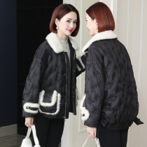 zqqz new whole mink mink fur collar fur goose down jacket women short temperament big brand thin coat 5290