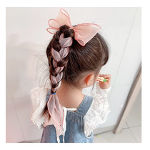 Korean Princess braided hair headgear bow hair belt girl long hair ribbon ponytail hair ornaments Net red hair jewelry female hairclip