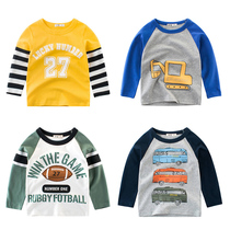 Korean cartoon childrens T-shirt long-sleeved cotton baby top 2021 spring and autumn new childrens clothing boys base shirt tide