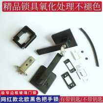 Minimalist door Titanium aluminum magnesium alloy bathroom door 16 extremely narrow frame kitchen swing door black glass handle door lock