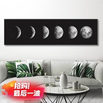 Lunar eclipse sofa background wall long decorative painting living room high-grade atmosphere moon hanging painting bedroom bedside moon mural