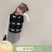 Little pudding baby baby childrens clothing 2021 New baby foreign style Net red suit children autumn girls Korean two-piece set