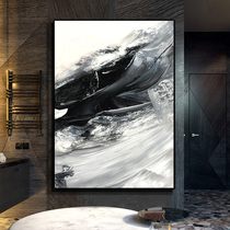 Hand painted oil painting modern minimalist black and white thick creatine solid hanging painting Xuan Guanghan aisle with gallery living-room upright plate Decorative Painting