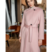 Fan pink single-sided water corrugated cashmere coat women 2021 autumn and winter New long woolen coat women