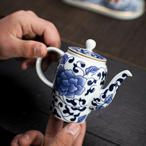Blue flower small teapot 130ml Chinese retro kung fu teapot single household hand ceramic tea cup tea pot