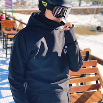 Korean version of the ski hoodie thickened veneer double board pullover sweater windproof waterproof warm men and women fleece long section