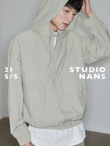 (NANS) ultra-light pleated creatine anti-splash water speed dry split design multi-pocket even cap sunscreen jacket