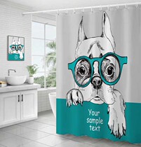  Cartoon puppy American polyester shower curtain cloth bath cover insulation waterproof and mildew-proof bathroom shower curtain curtain partition curtain