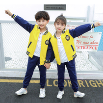 New primary school uniform spring and autumn sports suit Kindergarten garden suit Childrens cotton class suit three-piece baseball suit