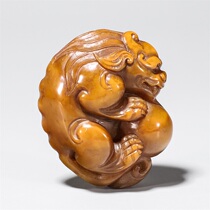 Old Tibetan Yellowstone Pixiu Presenting Treasure Handle H-4862