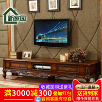 Eurostyle solid wood Carved TV Cabinet American Classical Marble Fields Garden long TV Cabinets Tea table Living room Combined lockers