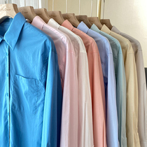 Single wear inner match is recommended solid color shirt womens long-sleeved lapel Korean version loose casual white shirt temperament top