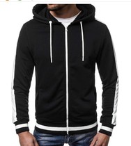 Autumn and winter men's Hooded Sweater casual zipper color m