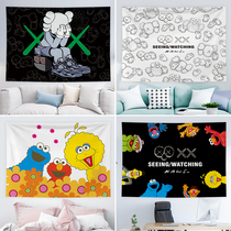 Sesame Street hanging cloth background cloth kaws tide card ins student dormitory bedside decoration dormitory renovation wall cloth tapestry