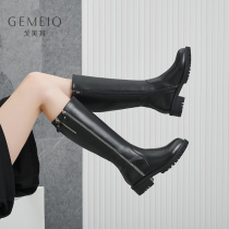 Gomeiqi 2020 winter new high-barrel knight boots womens British all-match middle heel thick heel thin but knee boots