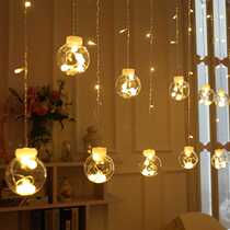 LED Round Ball Warm White Sparkling wishes Ball Curtain Light Romantic Wedding room Ceiling Background Waterfall Plug-in Hanging Lamp