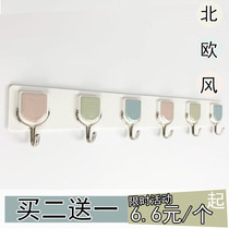 Sticking hook a row of no holes cute dormitory strong creative bedroom lengthy row hook kitchen Nordic adhesive hook