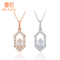 Happy Diamond White 18K gold diamond necklace female geometric diamond inlaid diamond pendant exquisite choker jewelry