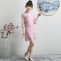 Girl Qipao China Wind Girl Qipao Dresses Summer Dresses Children Dress Children Dress Girl Lace Dress Baby Middle Sleeve