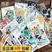 Hot stamping natural collection record and paper Handbook sticker bag character mushroom plant flower banana leaf Mo 60 pack