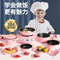 Mini kitchen genuine cooking full range of childrens toys Real cooking kitchenware 6 years 10 male 8 little girl birthday present