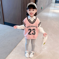 Girl Ocean Gas Sportswear Womens Baby Spring Suit 2022 new childrens Korean version of the Machia Three sets of spring clothing