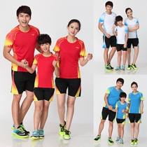 Size Li Ning static quick-drying badminton suit couples short sleeve sportswear table tennis suit childrens feet