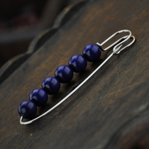 Retro blue stone brooch pin sweater scarf accessories ethnic style Korean fashion men and women handmade accessories