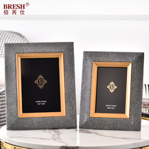 Modern Light Lavish Board Room Alloy Photo Frame Leather Photo Frame Swing Table 6 Inch 7 Inch Decorative Drawing Frame Soft Adornment