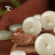 Dai Mo (jewelry)Hetian jade safe buckle green and white jade buckle pendant Qinghai mountain material mens and womens safe pendant