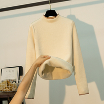 One velvet sweater women plus velvet thickened autumn and winter knitted base shirt soft waxy thin lady warm top