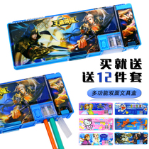  Creative Korean version of cute boys and girls primary school students kindergarten children 12th grade stationery box double-sided multi-function pen bag