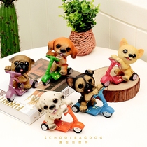 Cute cute pet dog back schoolbag skateboard animal dog pen holder home desk decoration decoration student gift