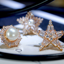 Thick clothes special coat sweater buckle seam-free dark buckle pin Brooch Zircon pearl stars snowflake autumn and winter decoration